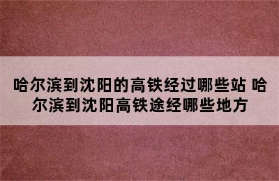 哈尔滨到沈阳的高铁经过哪些站 哈尔滨到沈阳高铁途经哪些地方